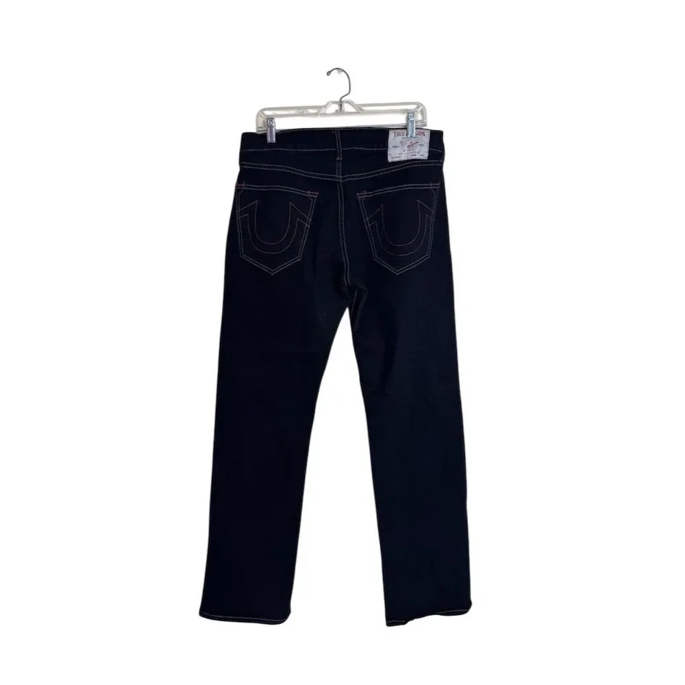 True Religion Men's Ricky Relaxed Straight Black Jeans Size 33